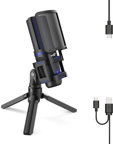 USB Microphone with Pop Filter & Mute Button for PC, Mac, Gaming, Recording, Streaming, Podcasting,Gaming Mic for PC/Laptop/Phone/PS4/5 SB Type C Plug and Play (Blue) in Kuwait