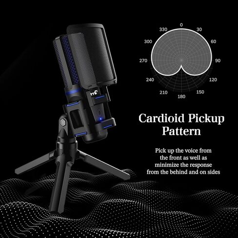 USB Microphone with Pop Filter & Mute Button for PC, Mac, Gaming, Recording, Streaming, Podcasting,Gaming Mic for PC/Laptop/Phone/PS4/5 SB Type C Plug and Play (Blue) in Kuwait