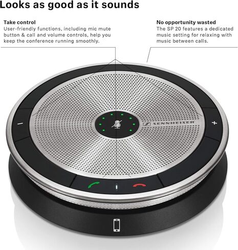 Sennheiser SP 20 506049 Sound-Enhanced, User-Friendly Mobile Speaker Phone For Desk Mobile Phone Softphone PC Connection w Omni-Directional Microphone Major UC Platform Compatibility in Saudi Arabia