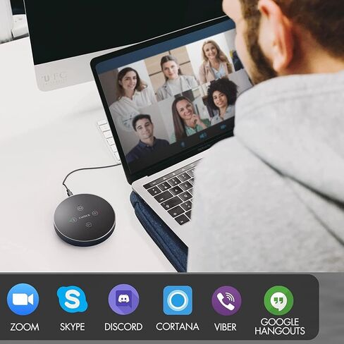 مكبر صوت CMTECK USB للمؤتمرات مع ميكروفون للمكالمات الجماعية في المكتب المنزلي - التقاط صوتي بزاوية 360 درجة in Kuwait