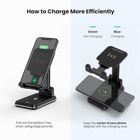 2 in 1 Wireless Charger, Dual Wireless Charging Desk Phone Stand, 10W Qi Fast-Charging Dock for iPhone 12/11/MAX/XS/XR/X/8,AirPods/Pro,Samsung Galaxy S21/S20/S10/S9 in Kuwait