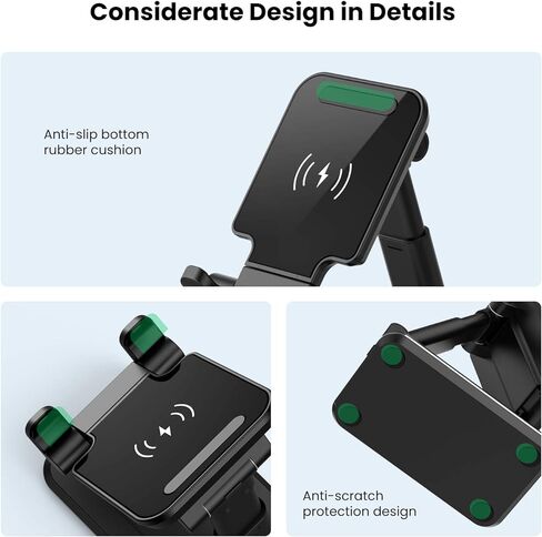 2 in 1 Wireless Charger, Dual Wireless Charging Desk Phone Stand, 10W Qi Fast-Charging Dock for iPhone 12/11/MAX/XS/XR/X/8,AirPods/Pro,Samsung Galaxy S21/S20/S10/S9 in Kuwait