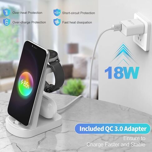قاعدة شحن لأجهزة سامسونج المتعددة، حامل شحن سريع 3 في 1 شاحن USB-C لهاتف Galaxy S23/S22/S21/S20/S10/Note20/Note10/Z Flip 4/Z Fold 4، Galaxy Watch 5/5 Pro/4/ 3/أكتيف/جالكسي براعم in Kuwait
