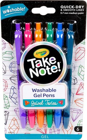 Crayola Washable Gel Pens In Jewel Tones, Office & School Supplies, 1.0Mm Medium Pt., 6 Count in Saudi Arabia