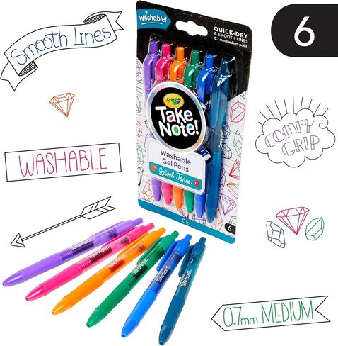 Crayola Washable Gel Pens In Jewel Tones, Office & School Supplies, 1.0Mm Medium Pt., 6 Count in Saudi Arabia