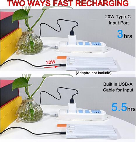 Portable Charger with Built in Cables,10000mAh Power Bank with LED Lamp 22.5W Fast Charging USB C External Battery Pack Phone Charger with LED Display for iPhone, Samsung and Cell Phones (Black) in Saudi Arabia