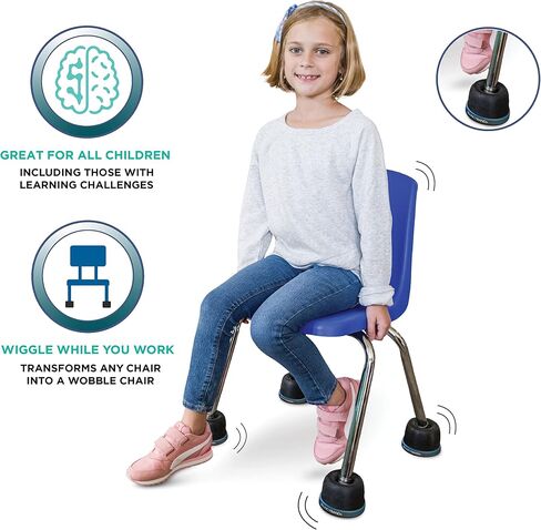 Bouncyband Wiggle Wobble Chair Feet, 10-Pack – Transform a Standard School Chair into a Wobble Chair – Chair Feet for Classroom Help Improve Concentration and Calm Children Aged 3+ in Saudi Arabia