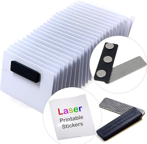 Great DIY Kit for 24 Sets of Magnetic Name Badges, Including 24 Premium PVC Cards, Badge Magnets & Transparent Laser Printable Stickers - Making 24 Professional Name Tags for Office or Family Events in Saudi Arabia