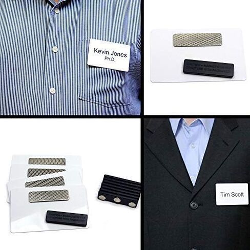Great DIY Kit for 24 Sets of Magnetic Name Badges, Including 24 Premium PVC Cards, Badge Magnets & Transparent Laser Printable Stickers - Making 24 Professional Name Tags for Office or Family Events in Saudi Arabia