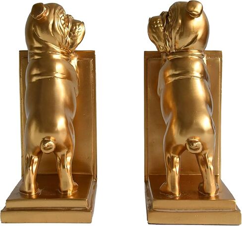 Galt International Decorative Bulldog Bookends Library Bookshelf Dog Book End Office and Home Décor (Pair) - White Bulldog in Saudi Arabia