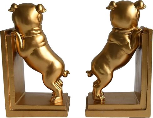 Galt International Decorative Bulldog Bookends Library Bookshelf Dog Book End Office and Home Décor (Pair) - White Bulldog in Saudi Arabia