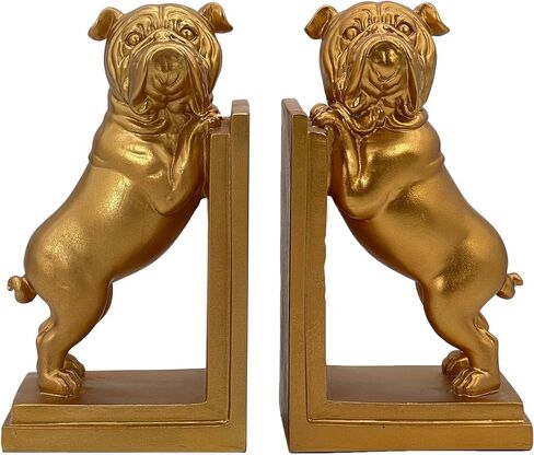 Galt International Decorative Bulldog Bookends Library Bookshelf Dog Book End Office and Home Décor (Pair) - White Bulldog in Saudi Arabia