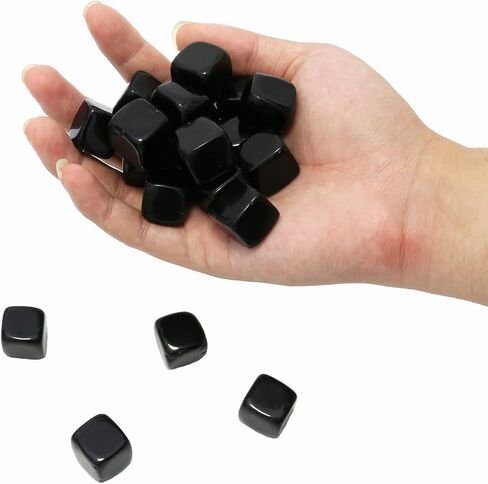 10 Packs of Square Tumbled Polished Natural Black Obsidian Crystal, Crystals and Healing Stones Quartz Bulk for Wicca, Reiki, Healing Energy, Chakra Stones, Witchcraft Supplies in Saudi Arabia