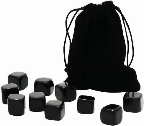 10 Packs of Square Tumbled Polished Natural Black Obsidian Crystal, Crystals and Healing Stones Quartz Bulk for Wicca, Reiki, Healing Energy, Chakra Stones, Witchcraft Supplies in Saudi Arabia
