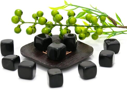 10 Packs of Square Tumbled Polished Natural Black Obsidian Crystal, Crystals and Healing Stones Quartz Bulk for Wicca, Reiki, Healing Energy, Chakra Stones, Witchcraft Supplies in Saudi Arabia