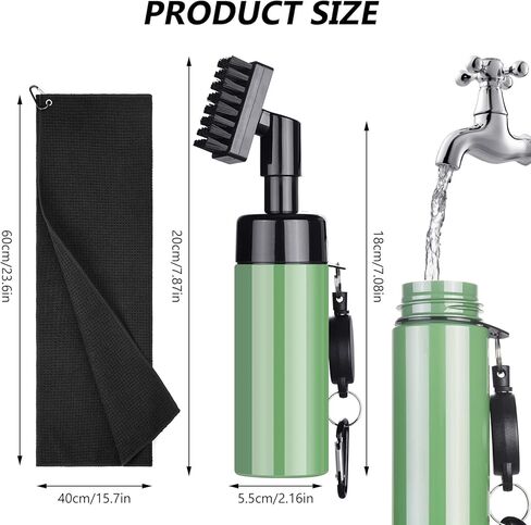 Golf Club Brush, Golf Club Cleaner, Retractable Zipper Aluminum Buckle Cleaning Brush with Sports Towel Golf Groove Cleaner Golf Water Brush, for Men Women Golfers in Kuwait