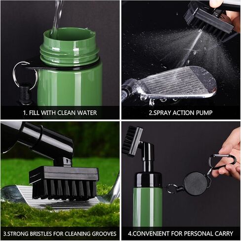 Golf Club Brush, Golf Club Cleaner, Retractable Zipper Aluminum Buckle Cleaning Brush with Sports Towel Golf Groove Cleaner Golf Water Brush, for Men Women Golfers in Kuwait
