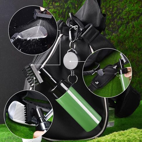 Golf Club Brush, Golf Club Cleaner, Retractable Zipper Aluminum Buckle Cleaning Brush with Sports Towel Golf Groove Cleaner Golf Water Brush, for Men Women Golfers in Kuwait