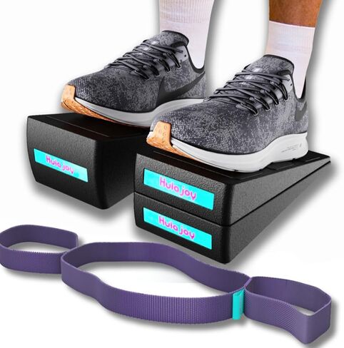 Calf Stretcher Slant Board | With 5 heights, Slant Board for Squats, Squat Wedge for Improved Posture | Versatile 2-in-1 training set with stretching band made of tough and rigid fabric in Saudi Arabia