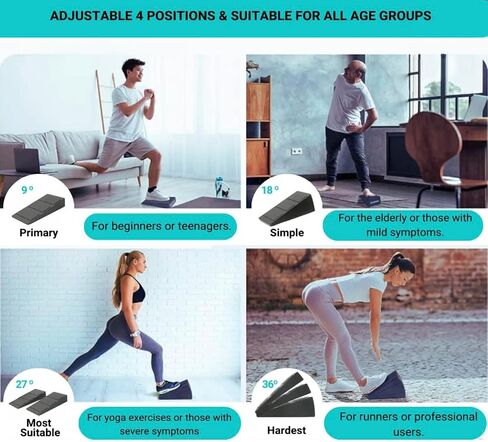 Calf Stretcher Slant Board | With 5 heights, Slant Board for Squats, Squat Wedge for Improved Posture | Versatile 2-in-1 training set with stretching band made of tough and rigid fabric in Saudi Arabia