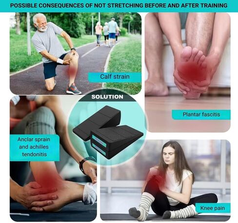 Calf Stretcher Slant Board | With 5 heights, Slant Board for Squats, Squat Wedge for Improved Posture | Versatile 2-in-1 training set with stretching band made of tough and rigid fabric in Saudi Arabia