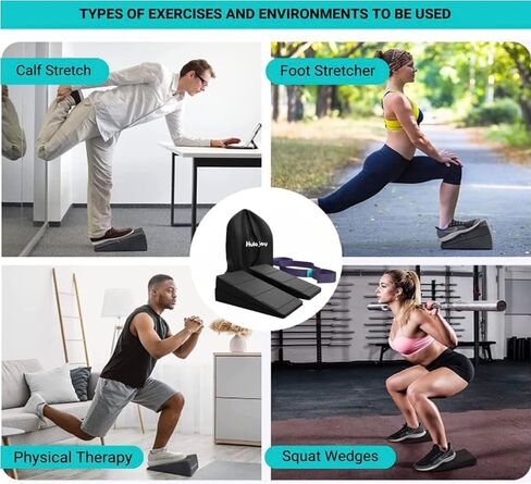 Calf Stretcher Slant Board | With 5 heights, Slant Board for Squats, Squat Wedge for Improved Posture | Versatile 2-in-1 training set with stretching band made of tough and rigid fabric in Saudi Arabia