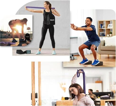 Calf Stretcher Slant Board | With 5 heights, Slant Board for Squats, Squat Wedge for Improved Posture | Versatile 2-in-1 training set with stretching band made of tough and rigid fabric in Saudi Arabia