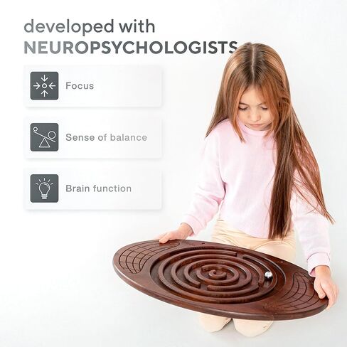 Maze Balance Board - Wood Wobble Board for Kids, Toddlers, Teens & Adults for Exercise Training, Physical Therapy, Bodyweight Fitness, Skiing, Surfing, Snowboarding, Skateboarding with Labyrinth in Saudi Arabia