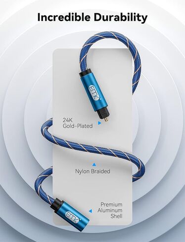 كابل صوت بصري EMK (3.3 قدم/1 متر) كابل محول صوت Toslink ذكر إلى أنثى، محول تمديد سلك مضفر من النايلون متوافق مع المسرح المنزلي، شريط الصوت، التلفزيون، Xbox، والمزيد، أزرق in Saudi Arabia