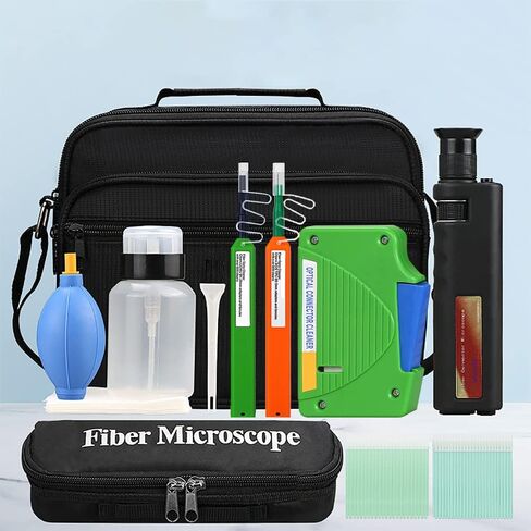 Optic Fiber Cleaning Inspection Kits Including 400 Times Fiber Connector Microscope for 1.25/2.5mm FC/SC/ST/LC Connector & 1.25mm/2.5mm Cleaner Pens & Cleaning Cassette (MR-200) in Saudi Arabia