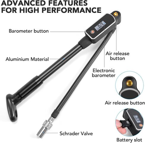 Bike Bicycle High Pressure Shock Pump 320 PSI Max Fork & Rear Air Suspension with Digital Gauge, Bike Pump Portable Great for Mountain Bike MTB Fork in Kuwait