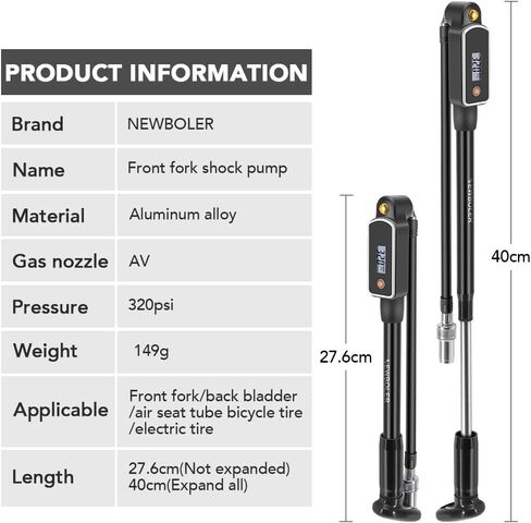 Bike Bicycle High Pressure Shock Pump 320 PSI Max Fork & Rear Air Suspension with Digital Gauge, Bike Pump Portable Great for Mountain Bike MTB Fork in Kuwait
