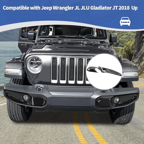 RT-TCZ لـ Wrangler JL غطاء أمامي لمصابيح الضباب متوافق مع Jeep Wrangler JL JLU Gladiator JT 2018-2024 ملحقات خارجية من ألياف الكربون 4 قطع in Saudi Arabia