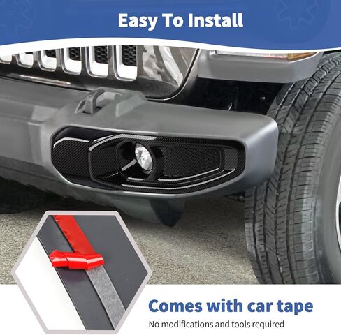 RT-TCZ لـ Wrangler JL غطاء أمامي لمصابيح الضباب متوافق مع Jeep Wrangler JL JLU Gladiator JT 2018-2024 ملحقات خارجية من ألياف الكربون 4 قطع in Saudi Arabia