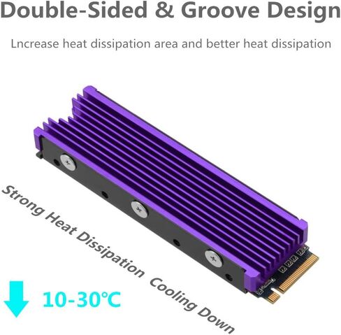 مبددات حرارة NVMe لـ M.2 2280mm SSD تصميم تبريد مزدوج الجوانب (أرجواني) in Kuwait