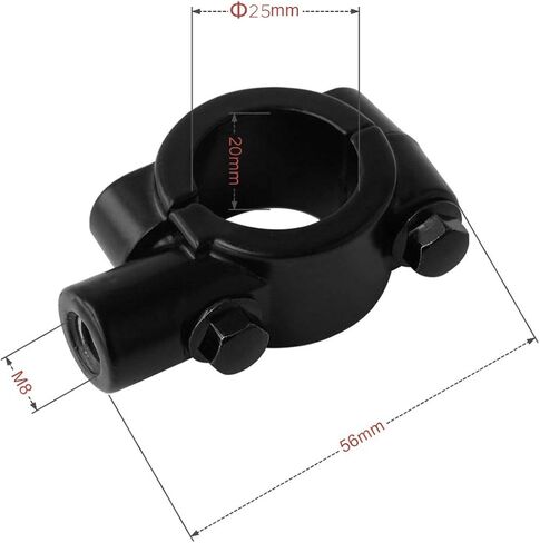 Evermotor 1" Motorcycle Mirror Handlebar Bracket Universal Mount M8 25mm Adaptor Black Powersport 8mm Clamp Rearview Bracket Holder (2 Pieces) in Saudi Arabia