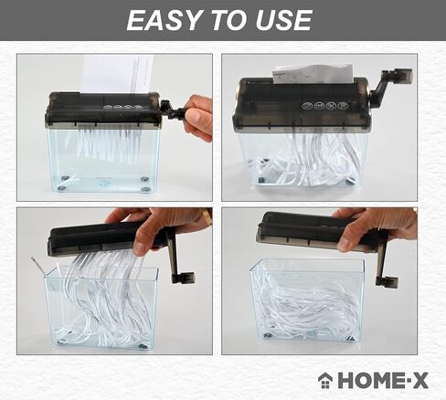 جهاز تمزيق المستندات الورقية من HOME-X، مستلزمات المكتب والتدريس، أداة تقطيع الورق اليدوية، أداة قطع الورق للمنزل والمكتب - أسود in Kuwait