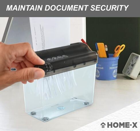 جهاز تمزيق المستندات الورقية من HOME-X، مستلزمات المكتب والتدريس، أداة تقطيع الورق اليدوية، أداة قطع الورق للمنزل والمكتب - أسود in Kuwait