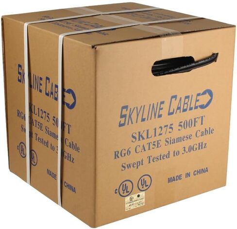 كابل Skyline RG6 / CAT5e سيامي كومبو (صندوق 500 قدم | أسود) in Saudi Arabia