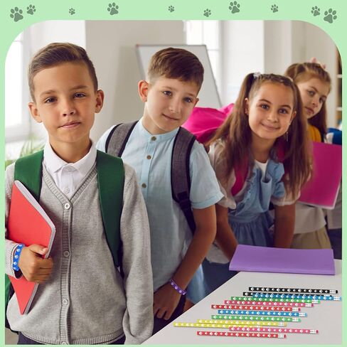 120 Pcs Paw Print Rubber Bracelet Dog Paw Pencils Withe Erasers Set, Stretch Wristbands Writing Wooden Paw Print Pencil Dog Pencils Rubber Bracelets in Saudi Arabia