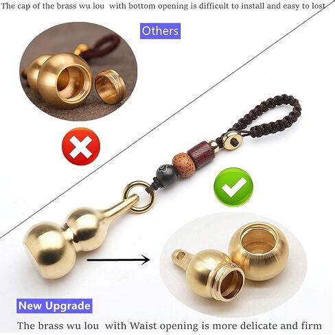 3 Pieces Gourd Brass Keychains,Feng Shui Luck Coins with Brass Calabash Wu Lou Key Ring for Good Luck , Wealth Success & Longevity , Blessing Paper in it, Gold, 2x2x4 inches in Saudi Arabia