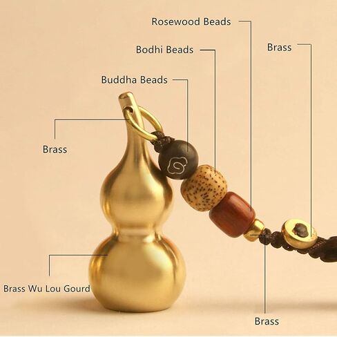 3 Pieces Gourd Brass Keychains,Feng Shui Luck Coins with Brass Calabash Wu Lou Key Ring for Good Luck , Wealth Success & Longevity , Blessing Paper in it, Gold, 2x2x4 inches in Saudi Arabia