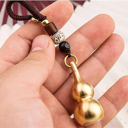 3 Pieces Gourd Brass Keychains,Feng Shui Luck Coins with Brass Calabash Wu Lou Key Ring for Good Luck , Wealth Success & Longevity , Blessing Paper in it, Gold, 2x2x4 inches in Saudi Arabia
