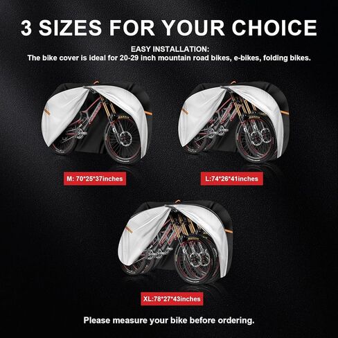 Bicycle Cover Outdoor Storage Upgrade Waterproof With Locking Hole Bicycle Tent,Rain Sun UV Dust Windproof Bicycle Cover Mountain Road Electric Bicycle (M:70*25*37inches) in Kuwait