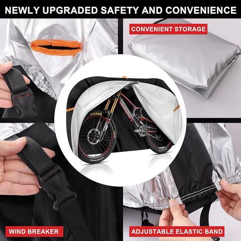 Bicycle Cover Outdoor Storage Upgrade Waterproof With Locking Hole Bicycle Tent,Rain Sun UV Dust Windproof Bicycle Cover Mountain Road Electric Bicycle (M:70*25*37inches) in Kuwait