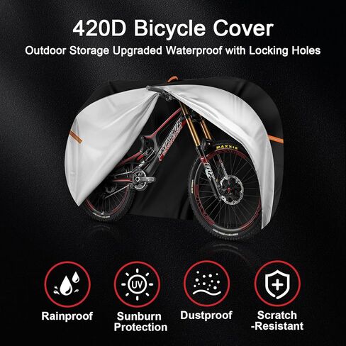 Bicycle Cover Outdoor Storage Upgrade Waterproof With Locking Hole Bicycle Tent,Rain Sun UV Dust Windproof Bicycle Cover Mountain Road Electric Bicycle (M:70*25*37inches) in Kuwait