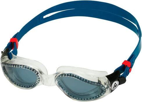 نظارات السباحة Aquasphere Kaiman للبالغين - نظارات العدسات المنحنية الأصلية، مريحة ومناسبة للسباح النشط | للجنسين، عدسة دخانية، إطار شفاف/بترولي (EP3000098LD) in Kuwait