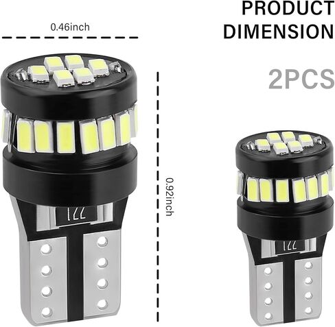 2pcs T10 LED Bulb,6000K 12V Super Bright Car LED Light Bulb for Parking Light Bulb,Reverse Light Bulb,Side Marker Lights,Universal LED License Plate Bulb Car Accessories in Saudi Arabia