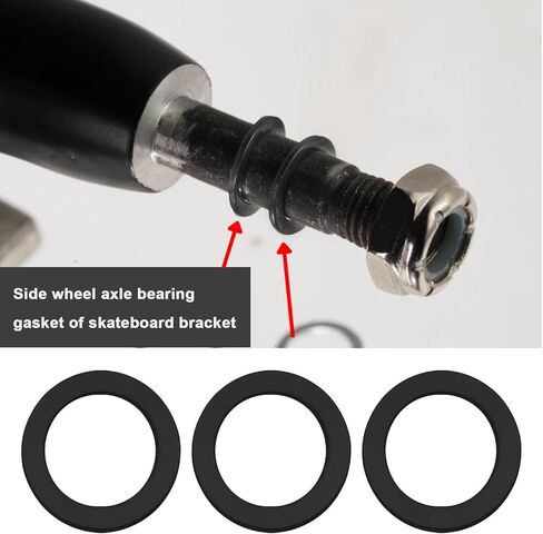 Create idea 100pcs Bearing Spacers Skateboard Bracket Bearing Gasket Skateboard Holder Side Wheel Bearing Spacer for Skateboard Long Plate Truck Hardware Part, Black in Saudi Arabia