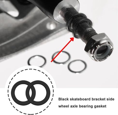 Create idea 100pcs Bearing Spacers Skateboard Bracket Bearing Gasket Skateboard Holder Side Wheel Bearing Spacer for Skateboard Long Plate Truck Hardware Part, Black in Saudi Arabia